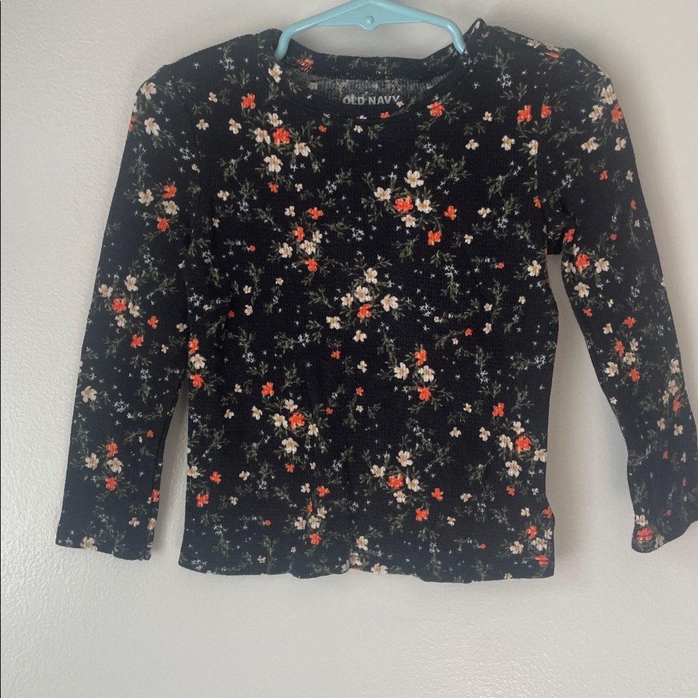 Old Navy Black Floral Long Sleeve Shirt
